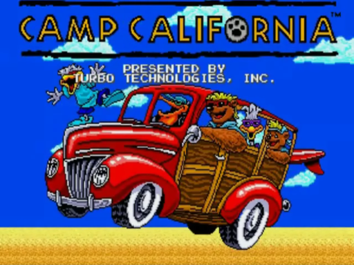 Camp California title screen for TurboGrafx CD